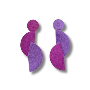 Imagem de Brinco Gingado Fucsia/Roxo - Rosa Madeira