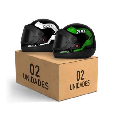 Imagem de Kit 2 Capacetes Sport Moto 788 Viseira Fumê Fechados Pro Tork Masculin