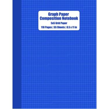 Imagem de Sapphire Blue 5x5 Grid Graph Paper Composition Notebook: 110 Pages, 55 Sheets, 8.5" x 11", Graph Paper for Designing/Writing/Mapping/Drawing/Journalling & Math/Science/Accounting/Engineering Students