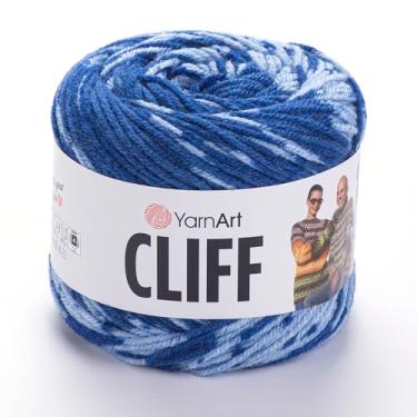 Imagem de YarnArt Fio acrílico de lã de mármore Cliff – 80% acrílico, 20% lã, tricô crochê para artesanato – suéter, cachecol, fio de xale, fio de outono inverno peso médio (4), 1 novelo (8306)