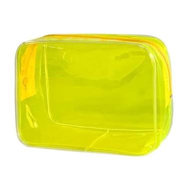 Imagem de Bolsa transparente neon pequena, bolsa de maquiagem transparente, tamanho 18 x 5,8 x 12 cm, bolsa de higiene pessoal aprovada pela TSA, bolsas de viagem transparentes para produtos de higiene pessoal,
