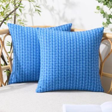 Imagem de UGASA Capas de almofada impermeáveis para ambientes externos, pacote com 2 fronhas decorativas externas com textura de tecelagem, resistente à água, para pátio, jardim, varanda, quintal, barraca, 40,6