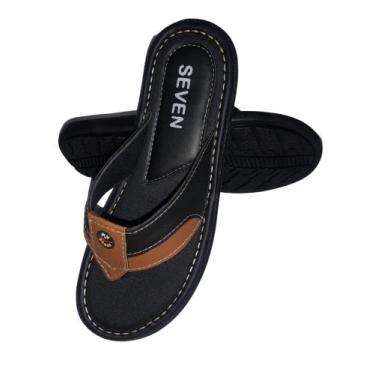 Imagem de Chinelos sandálias ortopédicos com solado de borracha - Seven, Preto, 