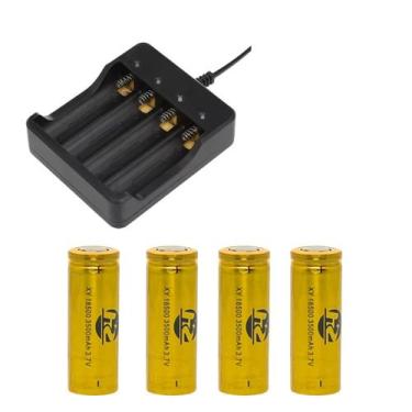 Imagem de Kit 1 Carregador Duplo De 4 Slot Bateria 26650 Mais 4 Bateria De Grand