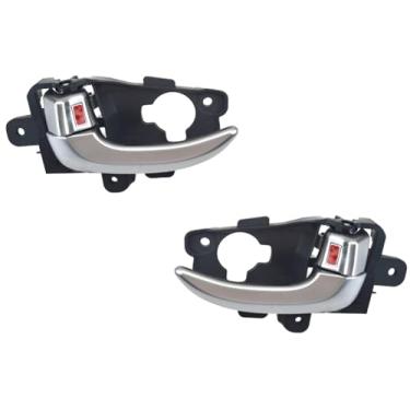 Imagem de PT Auto Warehouse HY-2342R-DP - Maçaneta interna interna interna, caixa preta com alavanca de acabamento prateado - Par esquerdo/direito (substitui 82610-A5010-SDH, 82620-A5010-SDH, 82610A5010SDH)