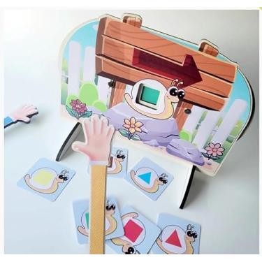 Imagem de Jogo Educativo fuga do Caracol Voz em papel, Infantil de Formas Geométricas com Caracol, Cartões de Aprendizagem com Suporte, Brinquedo Montessori