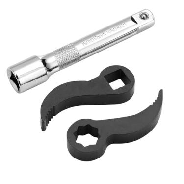 Imagem de VZZNN 3 peças de cabeça adaptadora de chave de alavanca, nova ferramenta de cabeça de adaptador de pé de cabra, ferramentas de reparo de carro de remoção de meio eixo com barra de extensão para