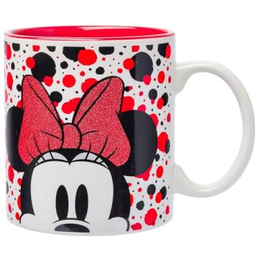 Imagem de Silver Buffalo Disney Minnie Mouse Peeking Multi Dots Glitter Caneca de cerâmica, 590 ml