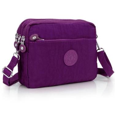 Imagem de Bolsa feminina pequena tira colo  de lado com 3 divisórias - HXT, Roxo