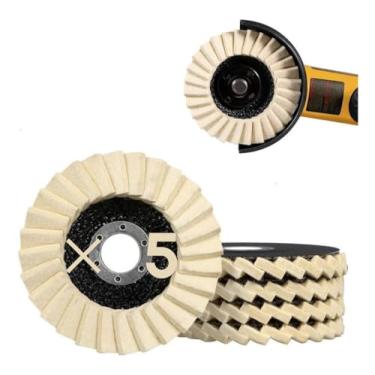 Imagem de 5 Discos Flap Polimento Metal Alumínio Aço Inoxidável Feltro