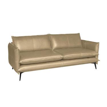Imagem de Sofá Decorativo Sala de Estar América 4 Lugares 240cm Couro Bege - Moz