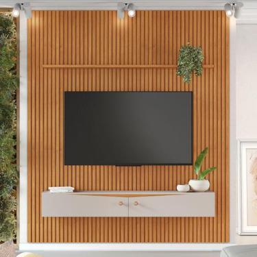 Imagem de Painel Ripado para TV Até 75 Polegadas Girona 2 Portas 1 Prateleira Ci