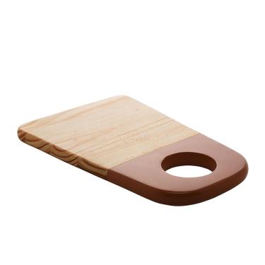 Imagem de Tábua em madeira Pinus com alça laqueada cor terracota