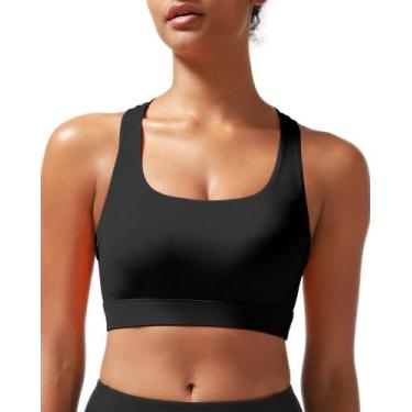 Imagem de Sutiã esportivo RUNNING GIRL com tiras de alto impacto preto para mulh