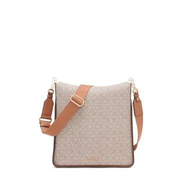 Imagem de Calvin Klein Bolsa transversal grande Fay North/South, Amêndoa/Castanho-Acinzentado/Caramelo, One Size