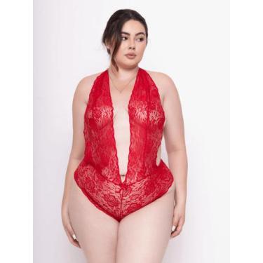Imagem de Body Decote Rendado Plus Size Sexy Lingerie Feminino Sensual - Golden 