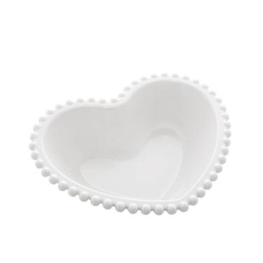 Imagem de Saladeira De Porcelana Bon Gourmet Coração Beads Branco 18cm