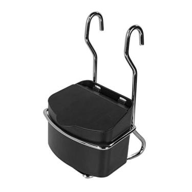 Imagem de Saleiro Preto 500g com Suporte Cromado Para Barra de Parede Cozinha - 