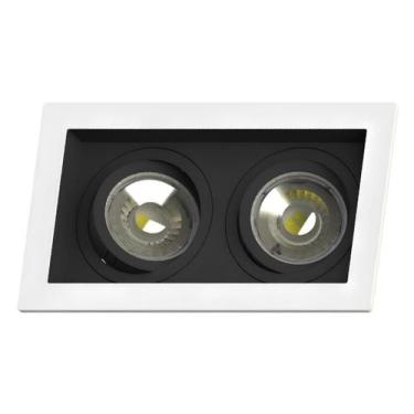 Imagem de Spot Retangular Embutir Recuado 2x Dicroica Br/Pt Saveenergy, BRANCO-P