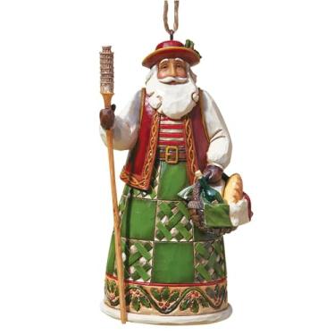Imagem de Enesco Jim Shore Heartwood Creek Enfeite italiano de resina de pedra de Papai Noel, 4,75, multicolorido