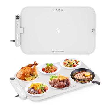 Imagem de MUZAMOX Tapete Elétrico De Aquecimento Alimentos Grafeno Avançado Com Rápido E Uniforme, Tapetes Silicone Laváveis Na Máquina Lavar Louça Para Buffets Bancada Festas - Cinza, 61 Cm X 38