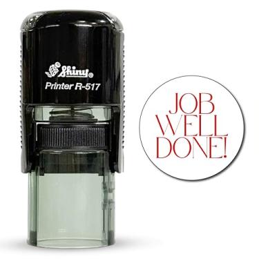 Imagem de Shiny Carimbo de professor Job Well Done, carimbo redondo com autotinta para sala de aula, tinta vermelha