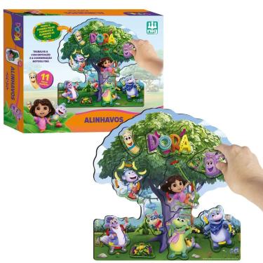 Imagem de Jogo Infantil Alinhavo Dora Aventureira Em Madeira Com 17 Peças - Nig Brinquedos