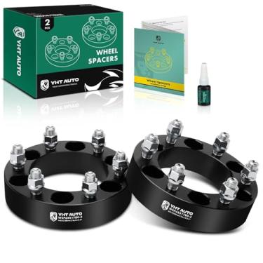 Imagem de YHTAUTO Espaçadores de roda 6 x 5,5 polegadas de 1,5 polegadas para Chevrolet Silverado, Tahoe, C/K, GMC Sierra, Yukon, Cadillac Escalade, espaçadores de pneu forjados de 6 x 139,7 mm 38 mm com parafusos M14 x 1,5 furo do cubo de 108 mm 2 peças, preto