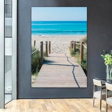 Imagem de Quadro Decorativo Paisagem Praia Caminhos, Tela em Canvas na Vertical ideal para ambiente de Sala de estar, jantar, reuniões, Quarto e Hall de entrada