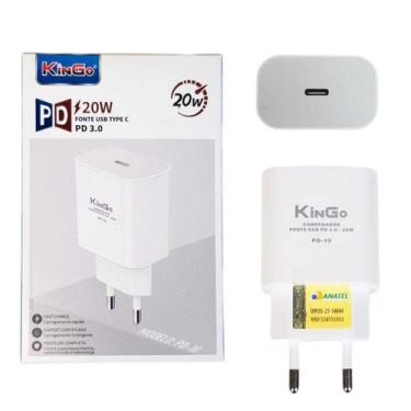Imagem de Fonte Carregador Celular Kingo USB C 20W Turbo