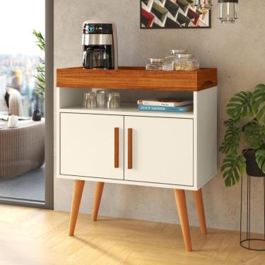 Imagem de Aparador Café Drink Com Portas Pés Em Madeira Pinus Off White/caramelo
