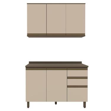 Imagem de Cozinha Modulada Connect 2 Peças Com Aéreo E Balcão 120cm Duna/cristal - Móveis Henn Duna/cristal