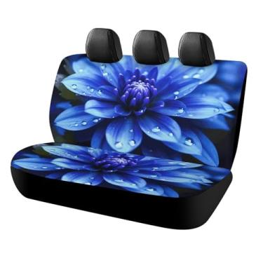 Imagem de VFKLT Capa de assento de carro impermeável universal protetor de assento de carro flor azul capas de banco traseiro protetor de assento interior automotivo acessórios para a maioria dos carros