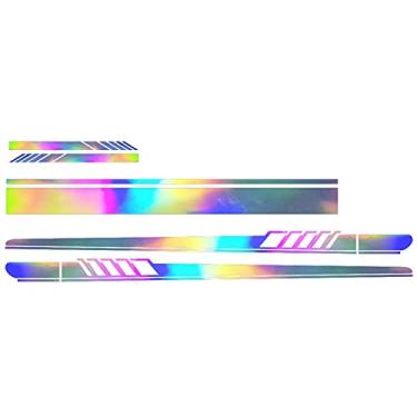 Imagem de Chusui Adesivo de vinil com faixa reflexiva de 5 peças na lateral do carro Auto Body Racing Decalques esportivos Caminhão de carro universal DIY decalque com faixa de vinil adesivos decoração