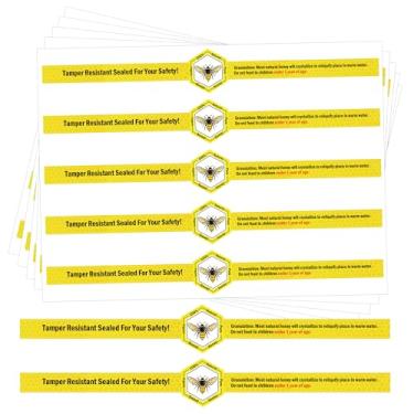 Imagem de Adesivos de vedação de embalagem de mel puro à prova de adulteração 22 x 2,5 cm, seguro seguro, inviolável, frescor, rótulo de mel para frascos, à prova de tampa de garrafa, 200 peças (Cor 1)