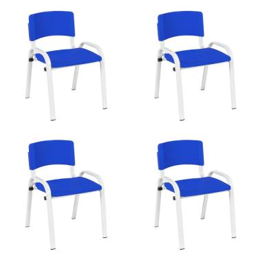 Imagem de Kit 4 Cadeiras Escolares ISO Infantil Base Branca Estrutura Metálica