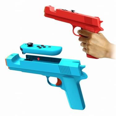 Imagem de GAMSURFING Arma de jogo de tiro para controle OLED Switch/Switch [2 unidades], controle de movimento de mão para jogos de tiro, para Nintendo Switch Shooter Hunting Games (sem sensor de movimento)