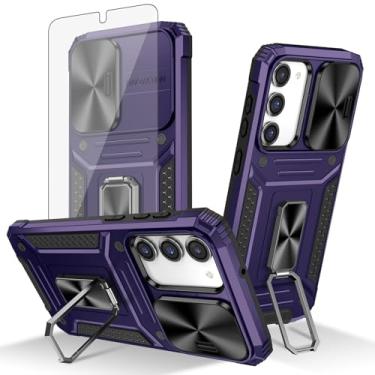 Imagem de Asuwish Capa de telefone para Samsung Galaxy S23 Plus S23+ 5G com capa de câmera deslizante de vidro temperado protetor de tela suporte de anel protetor de celular S23plus 23S + S 23 23+ SM-S916U 16.8