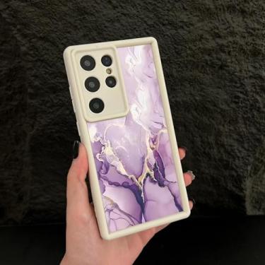 Imagem de YOGISU Capa de TPU macio com padrão de mármore retrô para Samsung A56 (para Samsung A56/Branco 052)