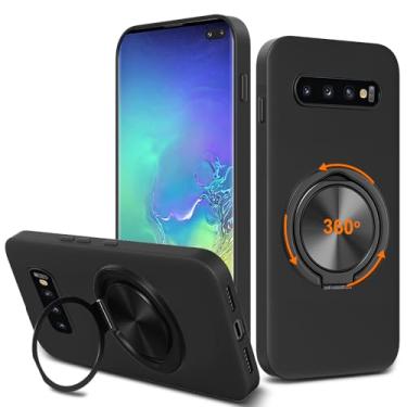 Imagem de Nijiadi Capa de celular compatível com Samsung Galaxy S10 Plus, suporte de anel giratório de 360° com suporte/suporte de silicone TPU Silm Fit capa protetora à prova de choque para Samsung Galaxy S10+