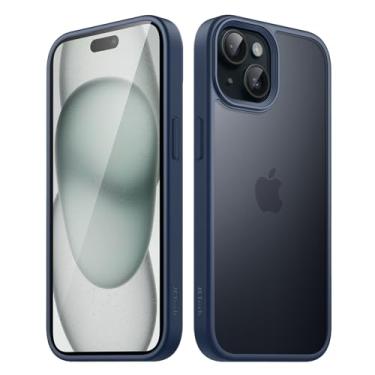 Imagem de JETech Capa Fosca para iPhone 15 6,1 Polegadas, Proteção Contra Quedas de Grau Militar à Prova de Choque, Case Traseira Translúcida Fosca para Telefone, Anti-Impressão Digital (Azul Tempestade)