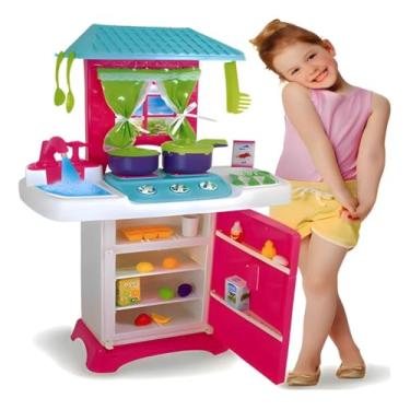 Imagem de Cozinha Infantil Completa com Geladeira, Fogão, Torneira e Pia com Água de Verdade, Acessórios Inclusos, Brinquedos Inclusos, Cozinha, Comidinha, Panelinhas, Grande Rosa Menina.