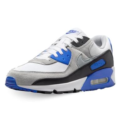 Imagem de Nike Tênis masculino Air Max 90 (DM0029-112, branco/cinza claro/preto/cinza particular), Branco/cinza de partícula/Hyper Royal/Preto/Cinza fumê claro, 40