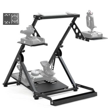 Imagem de Anman Foldable Flight Simulation Cockpit 3.0 with Fixed Slot Fit for Logitech/Thrustmaster/Hotas Warthog/Fanatec,Electronics Adjustable Fight Sim Mount Pedals, Steering Wheel Not Included