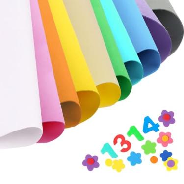 Imagem de Folhas de espuma EVA, 50 x 90 cm, papel de espuma artesanal de 2 mm de espessura para artes e artesanato - 10 folhas