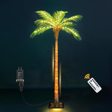 Imagem de XTHlamp Palmeiras Artificiais Para Decoração De Piscinas Ao Ar Livre, Árvores Interiores, Iluminadas Bares, Feriados, Natal E Pátio, Controle Remoto 4,6 Pés, 110 Leds