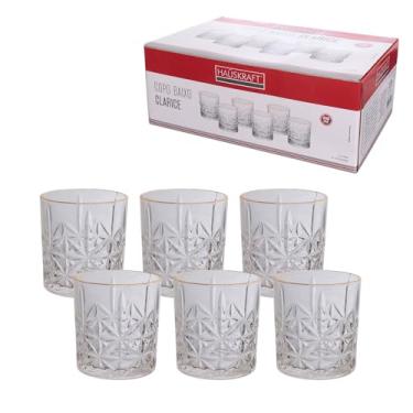 Imagem de Haüskraft-Copo baixo de vidro transparente com borda dourada Clarice 350ml 6 peças