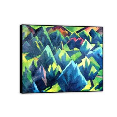 Imagem de RYLJCZ Lâminas de arte mural famosas de Adolf Erbsloh - Dancing Trees- Reproduções de pinturas em tela- Quadro emoldurado póster decoração de parede giclée 40 x 48 cm (15,8 x 18,9 in) moldura dourada