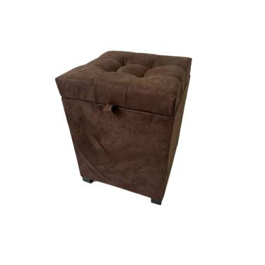 Imagem de Puff Baú Siena 36x36x47 em Suede Marrom – Elegância e Conforto