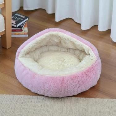Imagem de CAMINHA PET NUVEM COBERTA FECHADA O CAMA CASINHA PLUSH TOCA CACHORROS E GATOS DONUT IGLU CASINHA CONFORTÁVEL FELPUDA COM COBERTURA CONFORTO QUALIDADE PREMIUM 60CM TAM G (ROSA)
